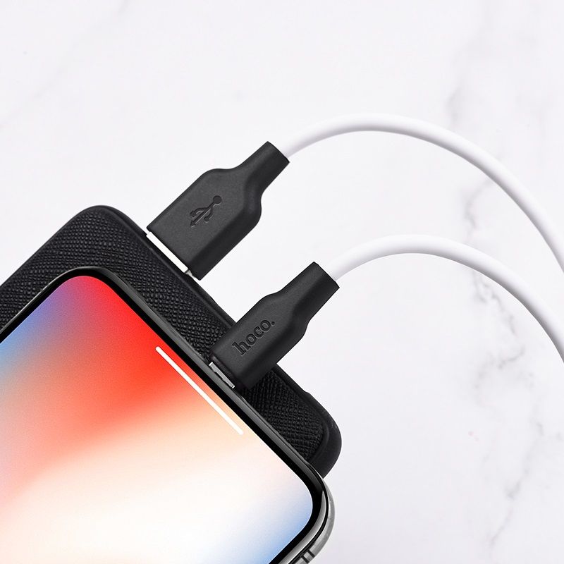 Кабель HOCO X21 Plus USB to iP 2.4A, 2m, silicone, silicone connectors, Black+White