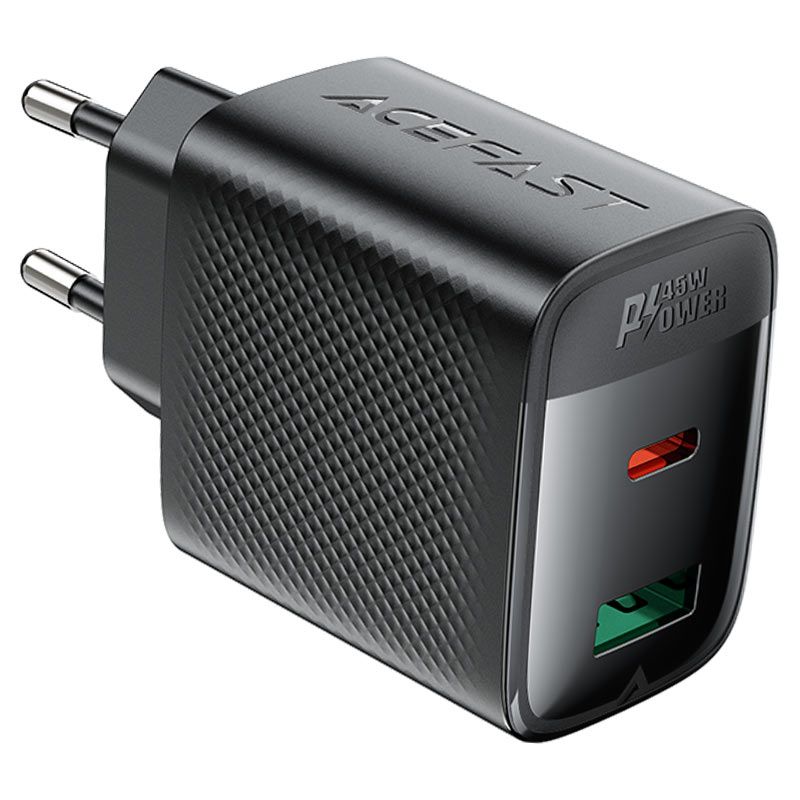 Мережевий зарядний пристрій ACEFAST A106 PD45W GaN (USB-C+USB-A) charger (EU) Black