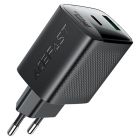Мережевий зарядний пристрій ACEFAST A106 PD45W GaN (USB-C+USB-A) charger (EU) Black