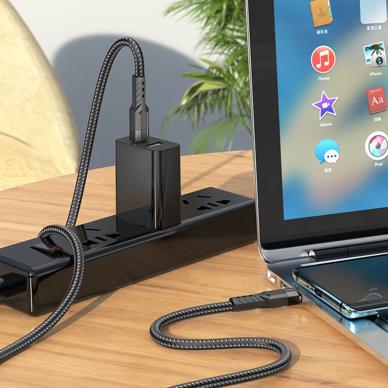 Кабель HOCO U110 Type-C to Type-C 60W charging data cable Black