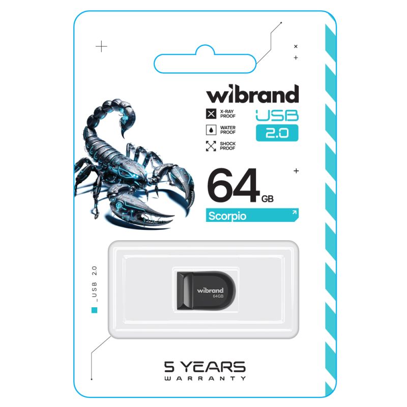 Флеш-накопичувач Wibrand USB 2.0 Scorpio 64Gb Black