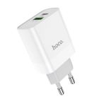 Мережевий зарядний пристрій HOCO C80A Rapido PD20W+QC3.0 charger(EU) White