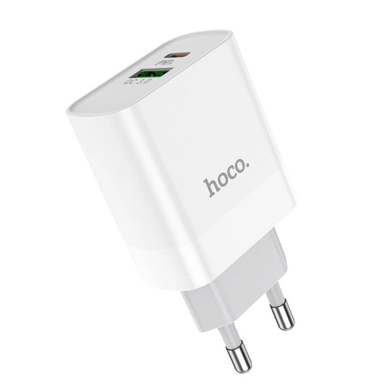 Мережевий зарядний пристрій HOCO C80A Rapido PD20W+QC3.0 charger(EU) White