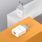 Мережевий зарядний пристрій HOCO C80A Rapido PD20W+QC3.0 charger(EU) White