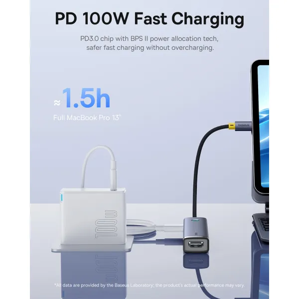 USB-хаб Baseus UltraJoy Series 7-Port HUB AIR Space Grey (Type-C to HDMI4K@60Hz*1+USB3.0*2+PD*1+SD/TF3.0*1+3.5mm*1)