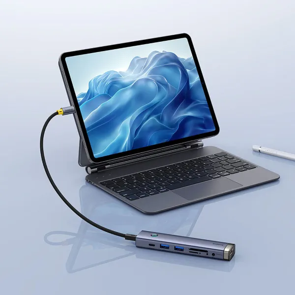 USB-хаб Baseus UltraJoy Series 7-Port HUB AIR Space Grey (Type-C to HDMI4K@60Hz*1+USB3.0*2+PD*1+SD/TF3.0*1+3.5mm*1)