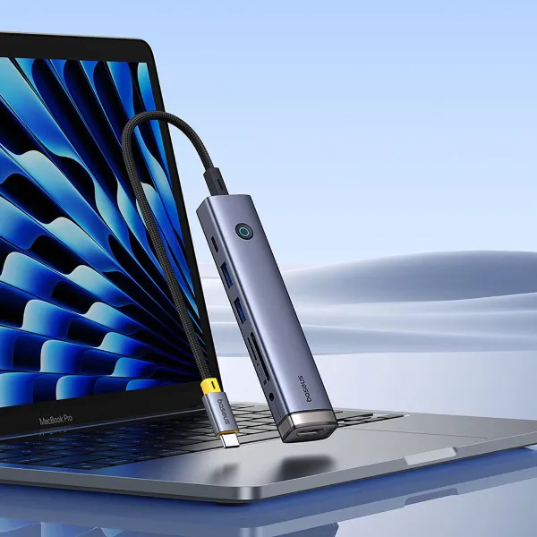 USB-хаб Baseus UltraJoy Series 7-Port HUB AIR Space Grey (Type-C to HDMI4K@60Hz*1+USB3.0*2+PD*1+SD/TF3.0*1+3.5mm*1)