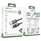 Кабель ACEFAST C15-04 USB-A to USB-C zinc alloy digital display braided charging data cable Black