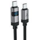Кабель ACEFAST C15-03 USB-C to USB-C zinc alloy digital display braided charging data cable Black