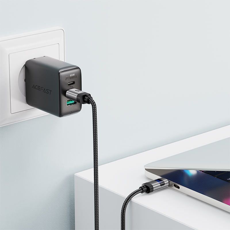 Кабель ACEFAST C15-03 USB-C to USB-C zinc alloy digital display braided charging data cable Black