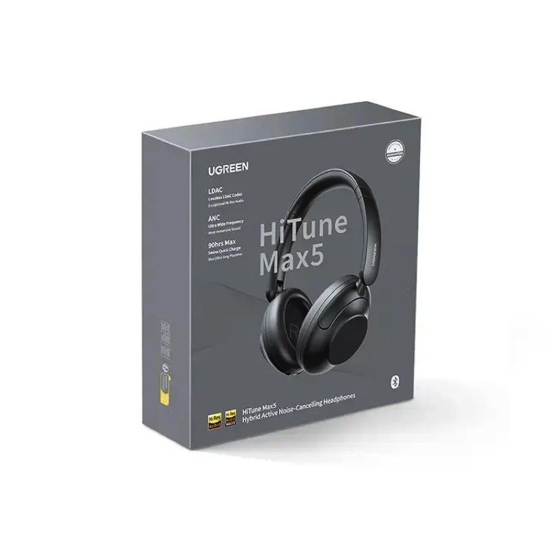 Бездротові накладні навушники UGREEN HP202 HiTune Max5 Hybrid Active Noise-Cancelling Headphones Black(UGR-25255)