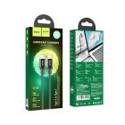 Кабель HOCO X14 Type-C to Type-C 60W, 1m, nylon, aluminum connectors, Black