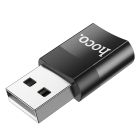 Адаптер HOCO UA17 USB Male to Type-C female USB2.0 adapter Black