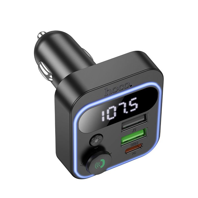 АЗП з FM-модулятором HOCO E85 Tiger PD20W+QC3.0 car BT FM transmitter Black