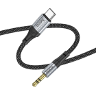 Аудiокабель HOCO UPA26 Type-C to 3.5mm male, nylon braid, 1m, Black