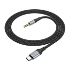 Аудiокабель HOCO UPA26 Type-C to 3.5mm male, nylon braid, 1m, Black