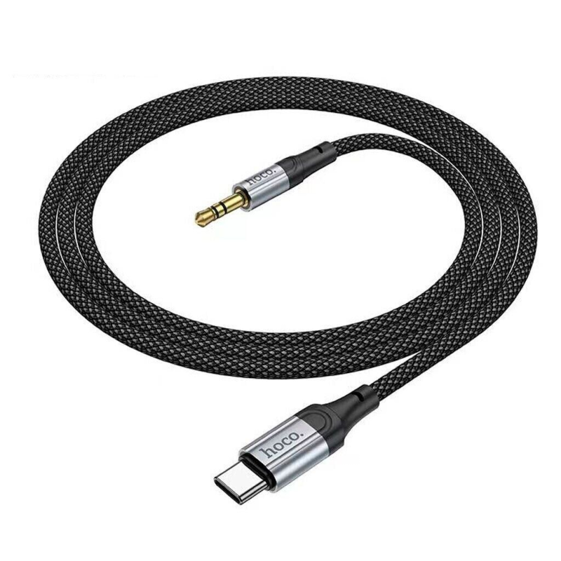 Аудiокабель HOCO UPA26 Type-C to 3.5mm male, nylon braid, 1m, Black