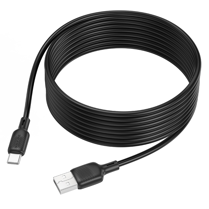 Кабель BOROFONE BX113 Lenny silicone charging data cable Type-C(L=3M) Black