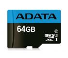 Карта пам'яті microSDXC (UHS-1) A-DATA Premier 64Gb Class 10 A1 (R-100Mb/s)  (adapter SD)