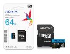 Карта пам'яті microSDXC (UHS-1) A-DATA Premier 64Gb Class 10 A1 (R-100Mb/s)  (adapter SD)