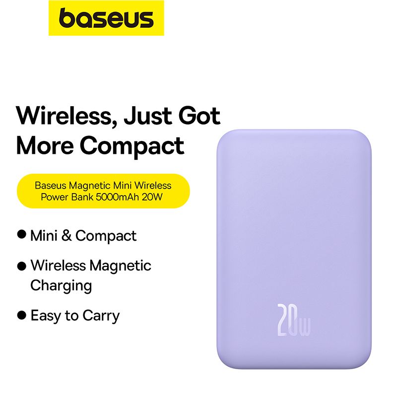 Зовнішній акумулятор Baseus Magnetic Mini Wireless Fast Charge Power Bank 5000mAh 20W Nebula Purple