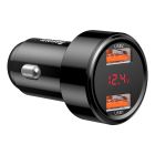 Автомобільний зарядний пристрій Baseus Magic Series Dual QC Digital Display 45W Black