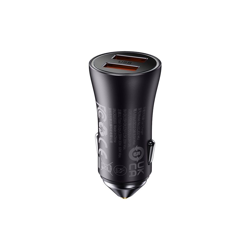 Автомобільний зарядний пристрій Baseus Golden Contactor Max Dual Fast Charger Car Charger U+U 60W Dark Gray