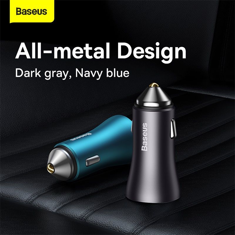 Автомобільний зарядний пристрій Baseus Golden Contactor Max Dual Fast Charger Car Charger U+U 60W Dark Gray