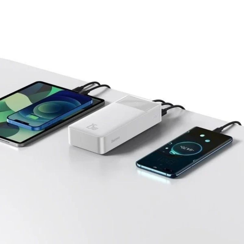 Зовнішній акумулятор Baseus Bipow Digital Display Power Bank 30000mAh 15W White Overseas Edition （With Simple Series Charging Cable USB to Micro 25cm