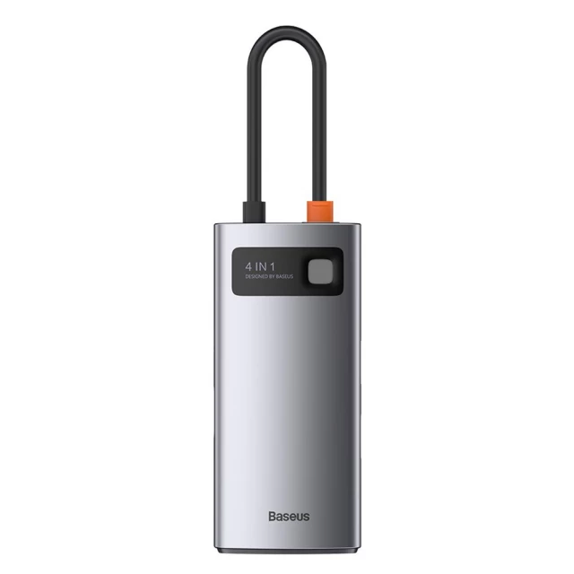 USB-хаб Baseus Metal Gleam Series 4-in-1 Multifunctional Type-C HUB Docking Station Gray（Type-C to HDMI*1+USB3.0*1+USB2.0*1+PD*1）