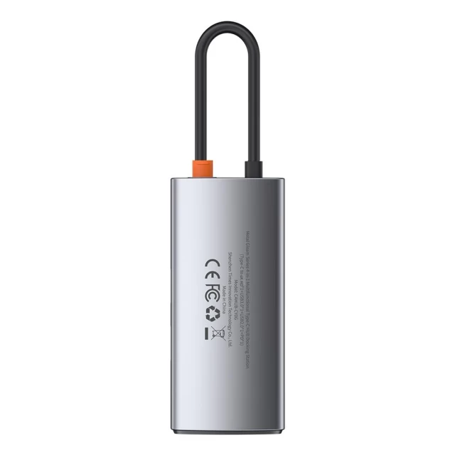 USB-хаб Baseus Metal Gleam Series 4-in-1 Multifunctional Type-C HUB Docking Station Gray（Type-C to HDMI*1+USB3.0*1+USB2.0*1+PD*1）