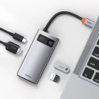 USB-хаб Baseus Metal Gleam Series 4-in-1 Multifunctional Type-C HUB Docking Station Gray（Type-C to HDMI*1+USB3.0*1+USB2.0*1+PD*1）
