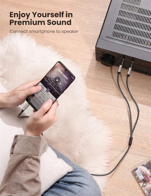 Аудіокабель UGREEN 3.5mm TRS to Dual 6.35mm TS Audio Cable 1m (Gray)