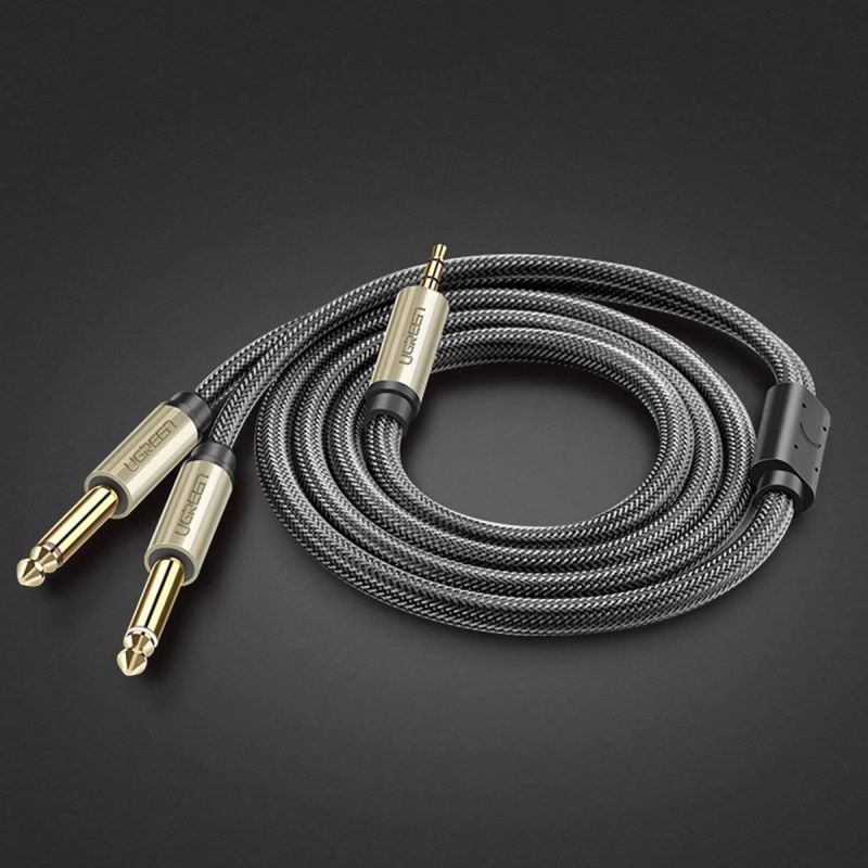 Аудіокабель UGREEN 3.5mm TRS to Dual 6.35mm TS Audio Cable 1m (Gray)