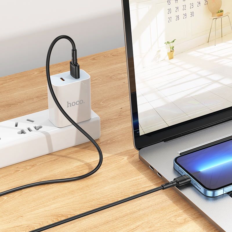 Кабель HOCO X83 USB to iP 2.4A, 1m, PVC, PVC connectors, Black