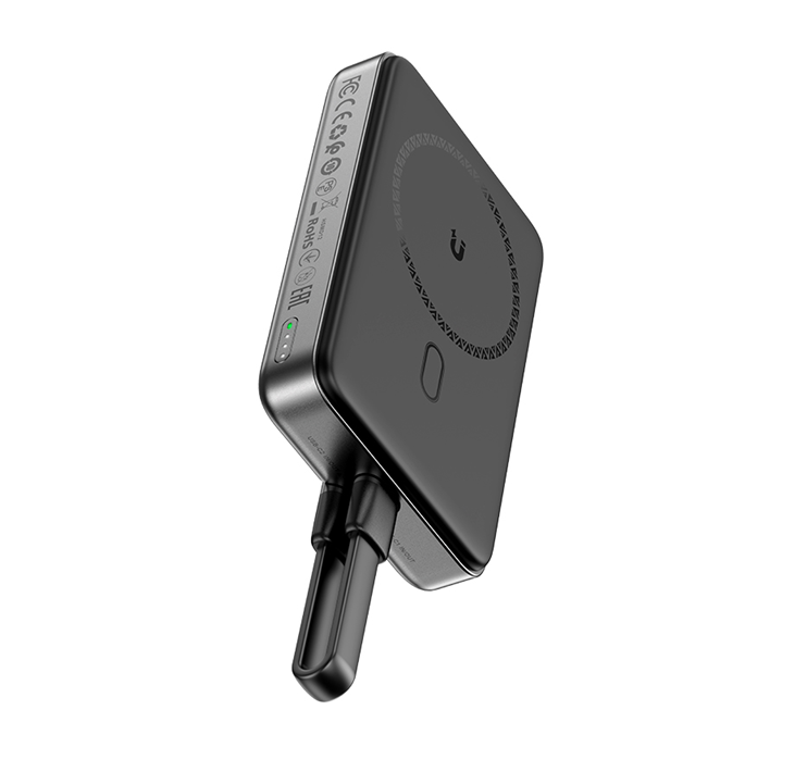 Зовнішній акумулятор ACEFAST M10-10000 PD30W magnetic wireless charging power bank with cable Black