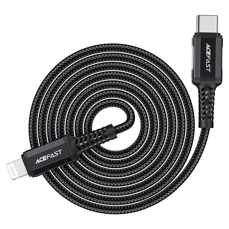 Кабель ACEFAST C4-01 Type-C to iP 3A, 30W, 1.8m, nylon, zinc connectors, Black