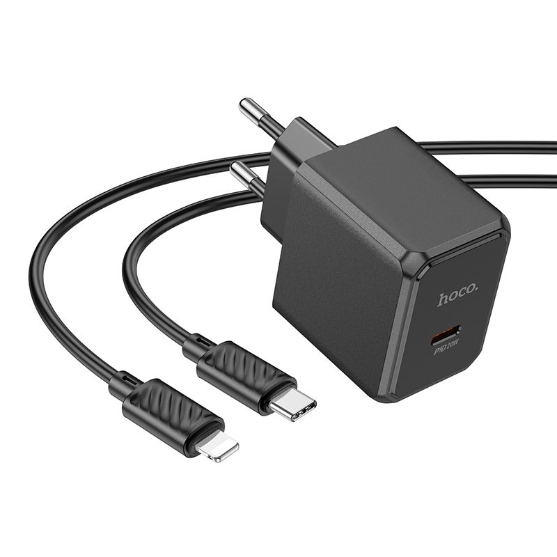 Мережевий зарядний пристрій з кабелем HOCO CS13A Ocean single port PD20W charger set(C to iP) Black