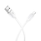 Кабель BOROFONE BX19 USB to iP 2.4A, 1m, PVC, TPE connectors, White