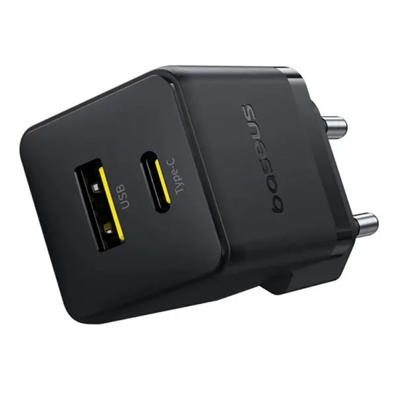 Мережевий зарядний пристрій Baseus Palm Fast Charger C+U 20W EU Cluster Black