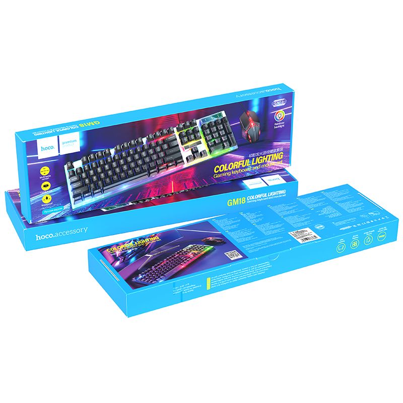 Миша + клавіатура HOCO GM18 Luminous gaming keyboard and mouse set Black