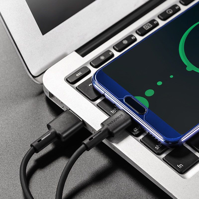 Кабель BOROFONE BX31 USB to Type-C 3A, 1m, silicone, TPE connectors, Black