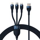 Кабель Baseus Flash Series Ⅱ One-for-three Fast Charging Data Cable USB to M+L+C 66W 1.2m Blue