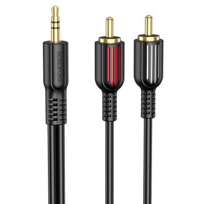 Аудіокабель BOROFONE BL11 3.5mm male to double lotus RCA, PVC, 1,5m, Black