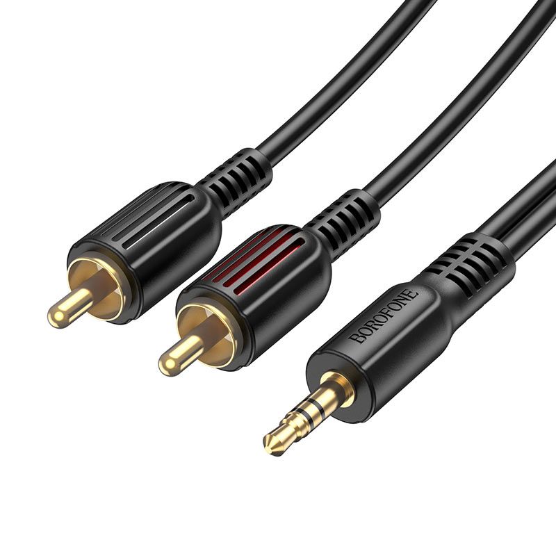 Аудіокабель BOROFONE BL11 3.5mm male to double lotus RCA, PVC, 1,5m, Black