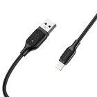 Кабель BOROFONE BX42 USB to iP 2.4A, 1m, silicone, TPE connectors, Black