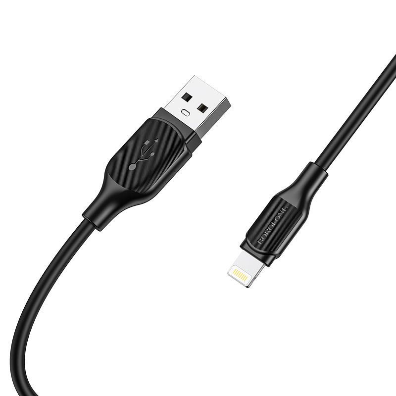 Кабель BOROFONE BX42 USB to iP 2.4A, 1m, silicone, TPE connectors, Black