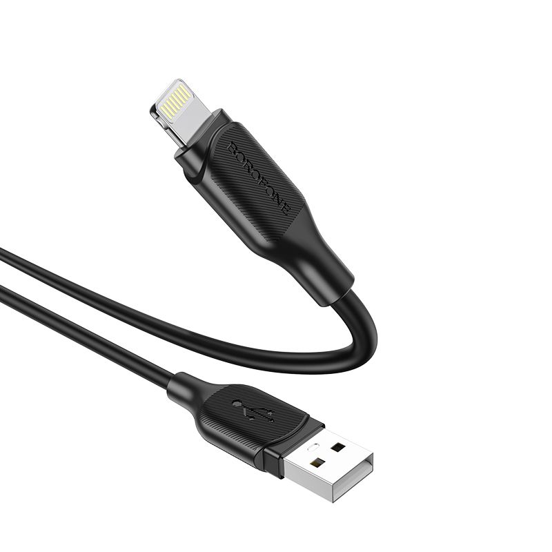 Кабель BOROFONE BX42 USB to iP 2.4A, 1m, silicone, TPE connectors, Black