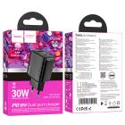 Мережевий зарядний пристрій HOCO CS23A Sunlight dual port PD30W+QC3.0 charger Black