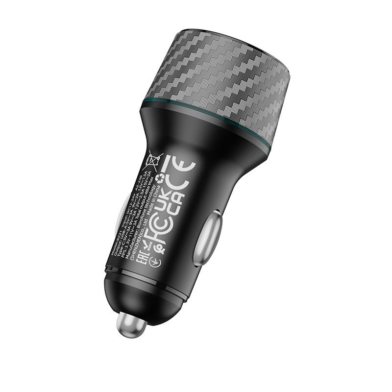 Автомобільний зарядний пристрій BOROFONE BZ21 Brilliant 48W dual port  PD30W+QC3.0 car charger Black